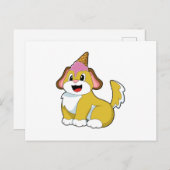 ワッフルアイスクリームを付けた犬 ポストカード (正面/裏面)