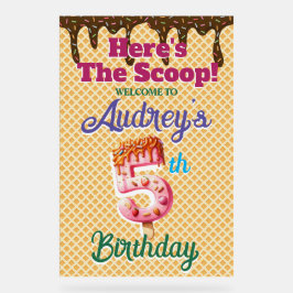 ワッフルアイスクリームコーン第5誕生日 アクリルサイン