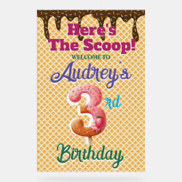 ワッフルアイスクリームコーン 3歳の誕生日 アクリルサイン