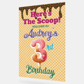 ワッフルアイスクリームコーン 3歳の誕生日 アクリルサイン (傾斜)