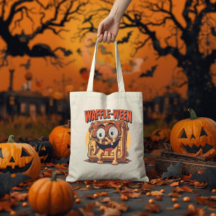 ワッフルウィン おもしろ ハロウィン 朝食 ワッフル ダジャレ トートバッグ