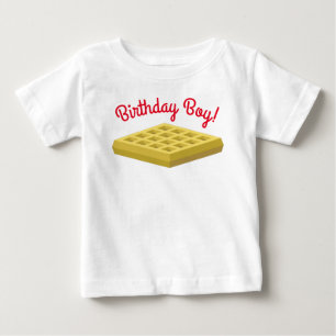 ワッフルカウトブレックファーストブランチキッズ1stバースデー ベビーTシャツ