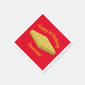 ワッフルキュートブレックファーストブランチキッズワンバースデー スタンダードカクテルナプキン (角)