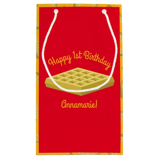 ワッフルキュートブレックファーストブランチキッズワンバースデー スモールペーパーバッグ (裏面)