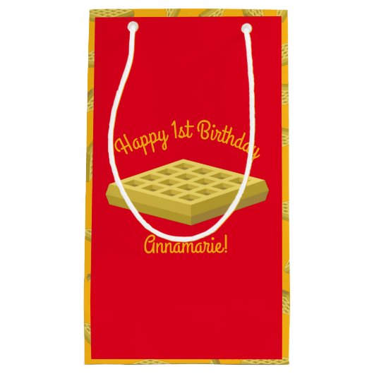 ワッフルキュートブレックファーストブランチキッズワンバースデー スモールペーパーバッグ (正面)