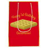 ワッフルキュートブレックファーストブランチキッズワンバースデー ミディアムペーパーバッグ (裏面)