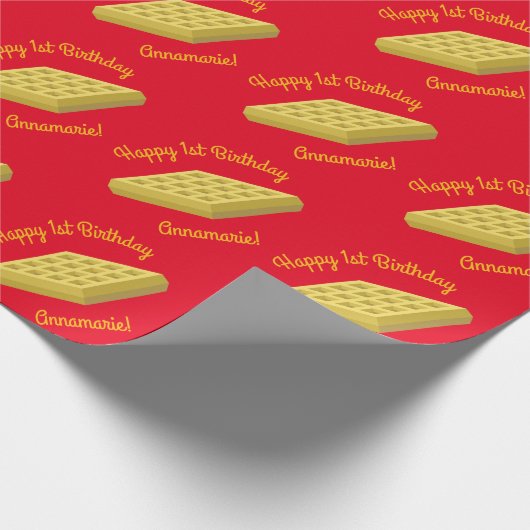 ワッフルキュートブレックファーストブランチキッズワンバースデー ラッピングペーパー (角)