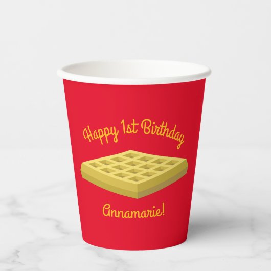 ワッフルキュートブレックファーストブランチキッズワンバースデー 紙コップ (正面)
