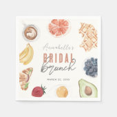 ワッフルコーヒーフルーツウォーターカラーブライダルブランチ スタンダードカクテルナプキン (正面)