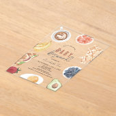 ワッフルコーヒーフルーツウォーターカラーベビーブランチ アクリル招待状 (レイダウン)