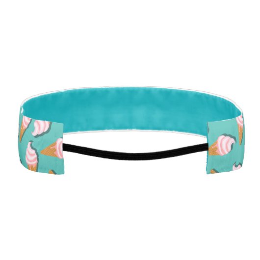 ワッフルコーンのアイスクリームと凍っていヨーグルト模様 アスレチックヘッドバンド (裏面)