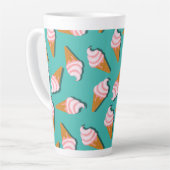 ワッフルコーンのアイスクリームと凍っていヨーグルト模様 カフェラテマグ (左アングル)