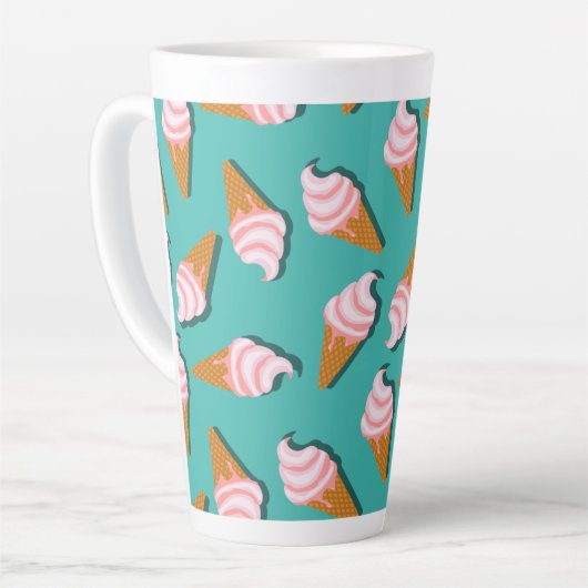 ワッフルコーンのアイスクリームと凍っていヨーグルト模様 カフェラテマグ (左アングル)