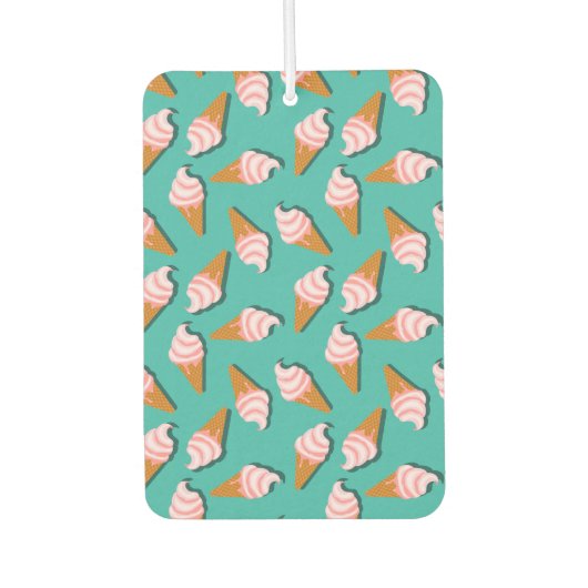 ワッフルコーンのアイスクリームと凍っていヨーグルト模様 カーエアーフレッシュナー (正面)