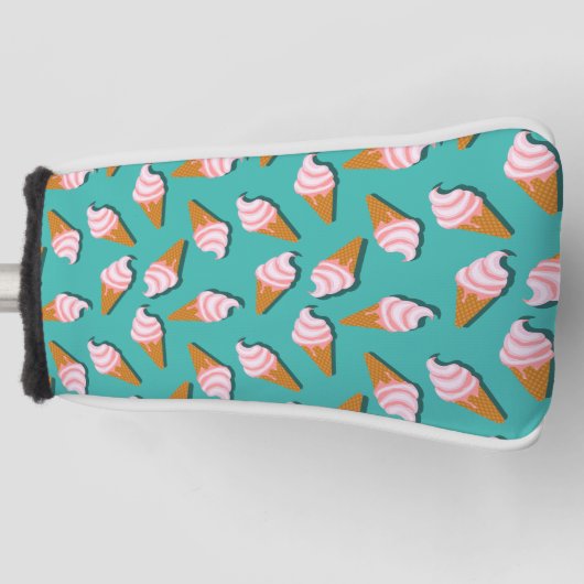 ワッフルコーンのアイスクリームと凍っていヨーグルト模様 ゴルフヘッドカバー (正面)