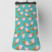 ワッフルコーンのアイスクリームと凍っていヨーグルト模様 ゴルフヘッドカバー (回転90)