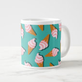 ワッフルコーンのアイスクリームと凍っていヨーグルト模様 ジャンボコーヒーマグカップ (正面右)