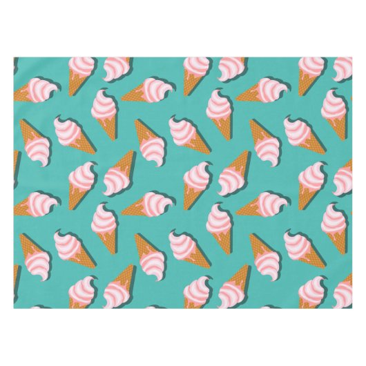 ワッフルコーンのアイスクリームと凍っていヨーグルト模様 テーブルクロス (正面(横))