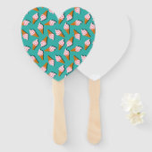 ワッフルコーンのアイスクリームと凍っていヨーグルト模様 ハンドファン (正面&裏面)