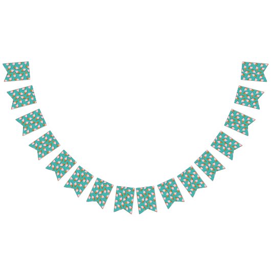 ワッフルコーンのアイスクリームと凍っていヨーグルト模様 バンティングフラッグ (全)