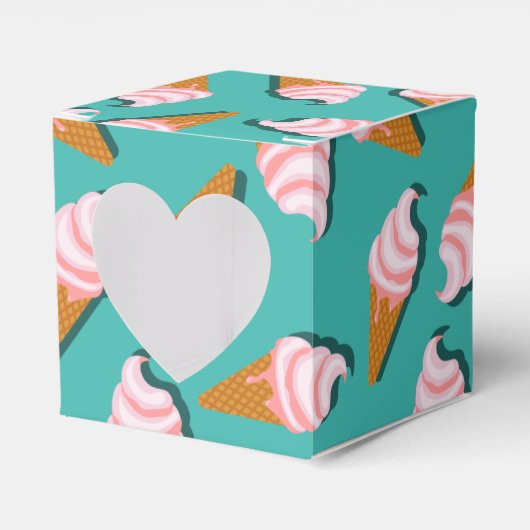 ワッフルコーンのアイスクリームと凍っていヨーグルト模様 フェイバーボックス (正面サイド)