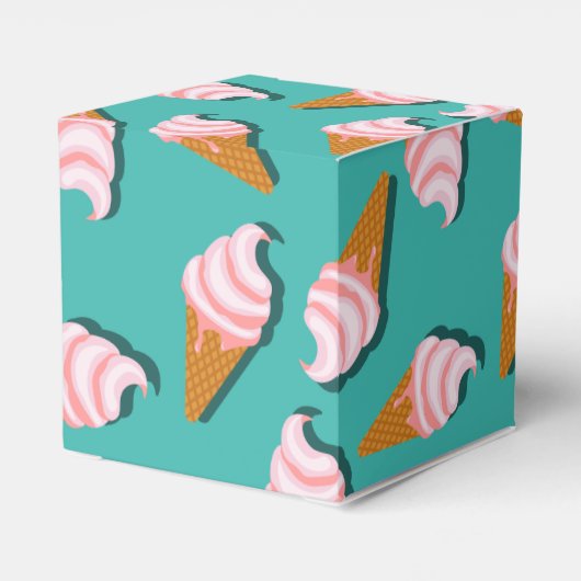 ワッフルコーンのアイスクリームと凍っていヨーグルト模様 フェイバーボックス (裏面サイド)