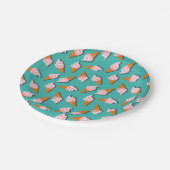 ワッフルコーンのアイスクリームと凍っていヨーグルト模様 ペーパープレート (アングル)