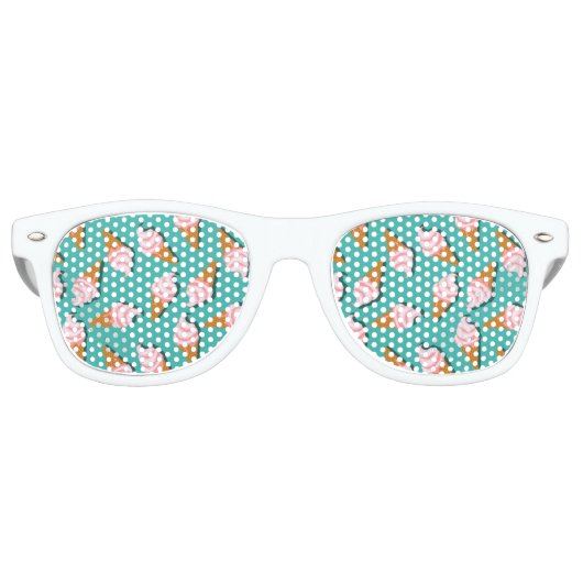 ワッフルコーンのアイスクリームと凍っていヨーグルト模様 レトロサングラス (正面)