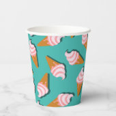 ワッフルコーンのアイスクリームと凍っていヨーグルト模様 紙コップ (裏面)