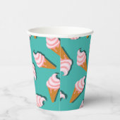 ワッフルコーンのアイスクリームと凍っていヨーグルト模様 紙コップ (右)