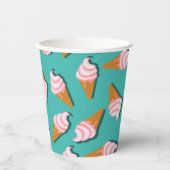 ワッフルコーンのアイスクリームと凍っていヨーグルト模様 紙コップ (正面)