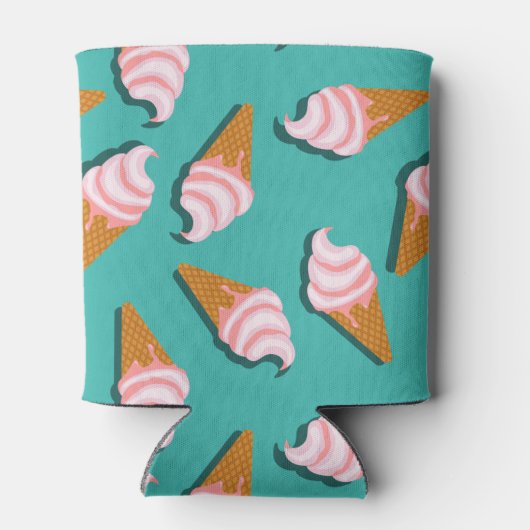 ワッフルコーンのアイスクリームと凍っていヨーグルト模様 缶クーラー (裏面)