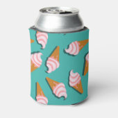 ワッフルコーンのアイスクリームと凍っていヨーグルト模様 缶クーラー (缶裏面)