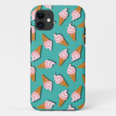 ワッフルコーンのアイスクリームと凍っていヨーグルト模様 Case-Mate iPhoneケース (裏面)