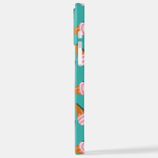 ワッフルコーンのアイスクリームと凍っていヨーグルト模様 iPhoneケース (左側面)