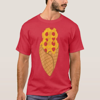 ワッフルコーンチーズピーペローニピザアイスクリームT-Shi Tシャツ