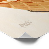 ワッフルコーンボウルアートプリントにバニラアイスクリーム ポスター (角)