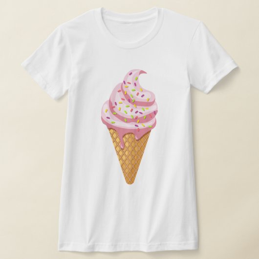 ワッフルコーン入りイチゴサンデ Tシャツ (レイダウン)