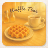 ワッフルタイム – コージーベルギーブレックファーストモーメント スクエアペーパーコースター (正面)