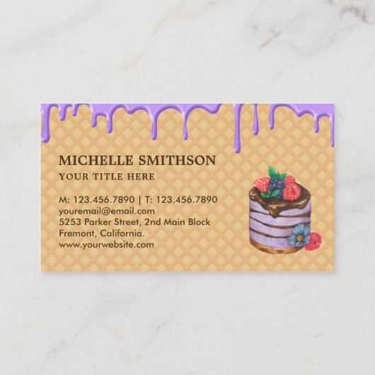 ワッフルパープルアイシングドリップスペストリーシェフベーカリー 名刺 (裏面)