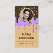 ワッフルパープルアイシングドリップス生地シェフフォトベーカリー 名刺 (正面)