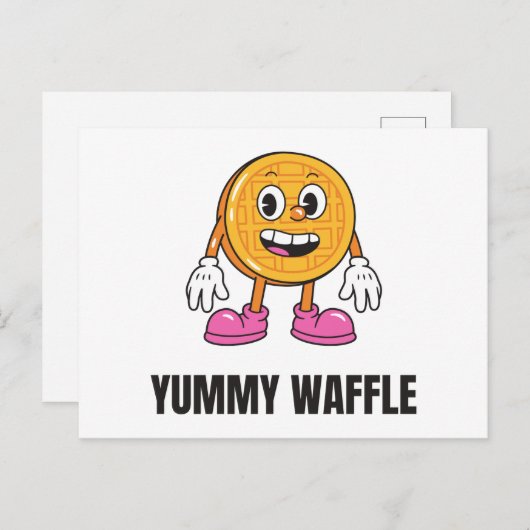 ワッフルフードかわいい顔 インビテーションポストカード (正面/裏面)