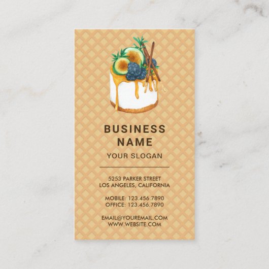 ワッフルブルーつや消しドリップパティシシェフフォトベーカリー 名刺 (裏面)