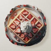 ワッフルホイップクリームとイチゴ ラウンドクッション (正面)