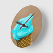 ワッフルマクロ付きアイスクリーム ラウンド壁時計 (傾斜)