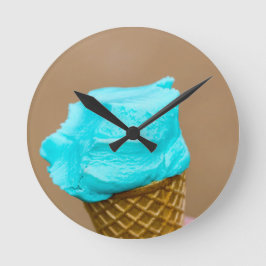 ワッフルマクロ付きアイスクリーム ラウンド壁時計