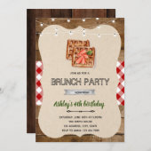 ワッフル朝食パーティー招待状 招待状 (正面/裏面)