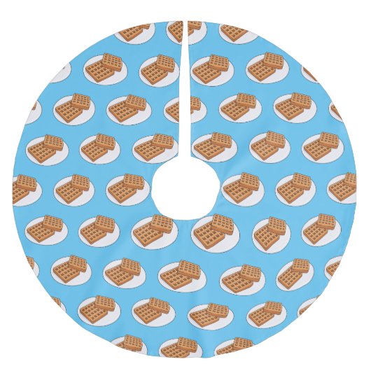 ワッフル漫画イラストレーション ブラッシュドポリエステルツリースカート (正面)