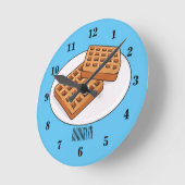 ワッフル漫画イラストレーション ラウンド壁時計 (傾斜)