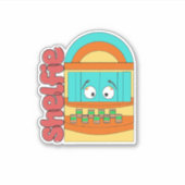 ワッフル&モチ – シェルフィー – ビニールステッカー シール (正面)